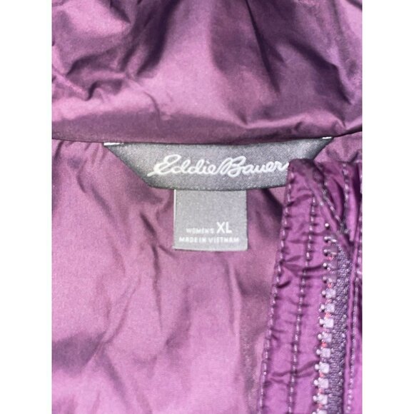 Eddie Bauer Purple Microlight Down Parka Hooded Long Puffy Sz XL - Picture 6 of 12